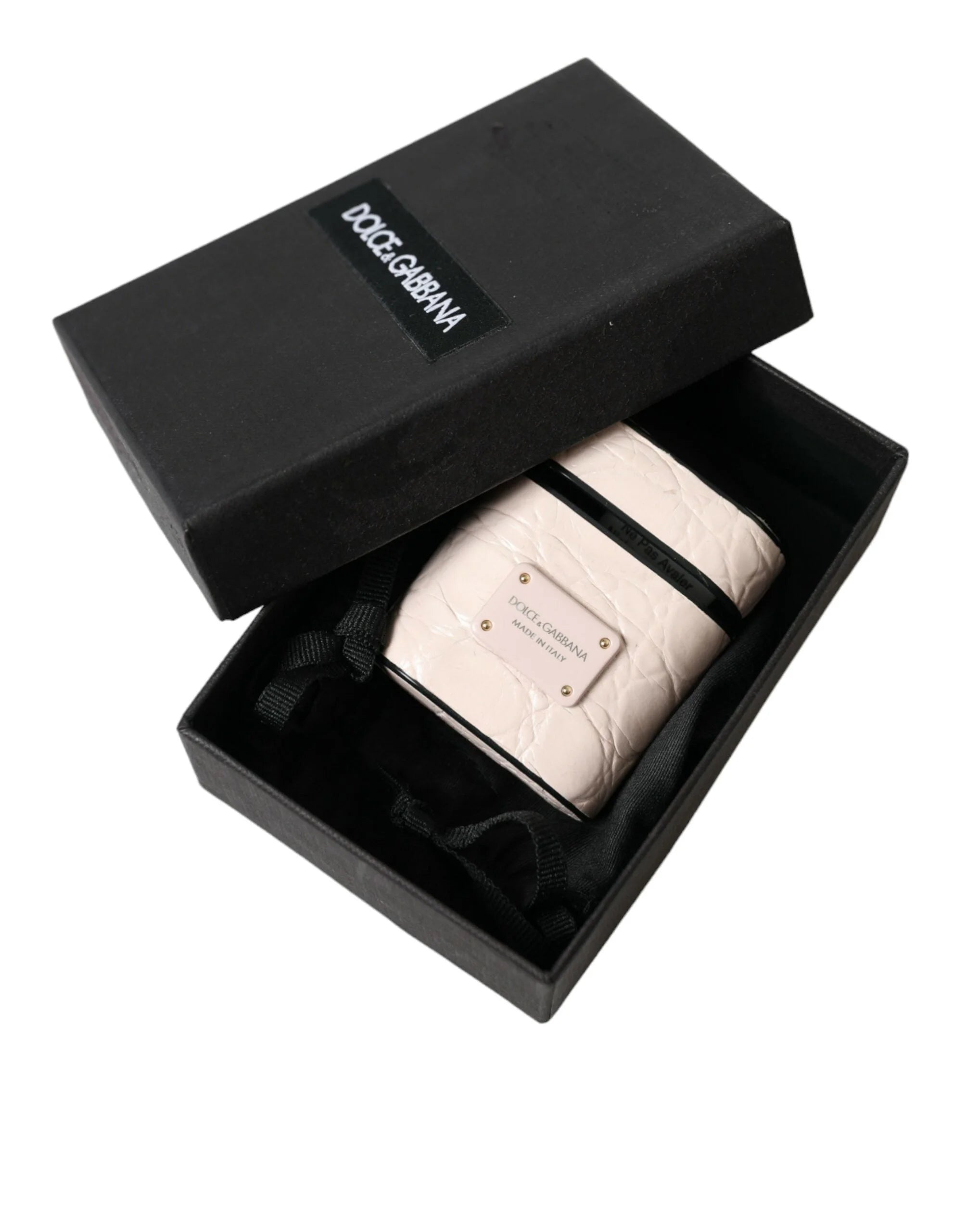 Dolce & Gabbana Light Pink Calf Leather Metal Logo Plaque Airpods Case - Headphone Carrying Cases