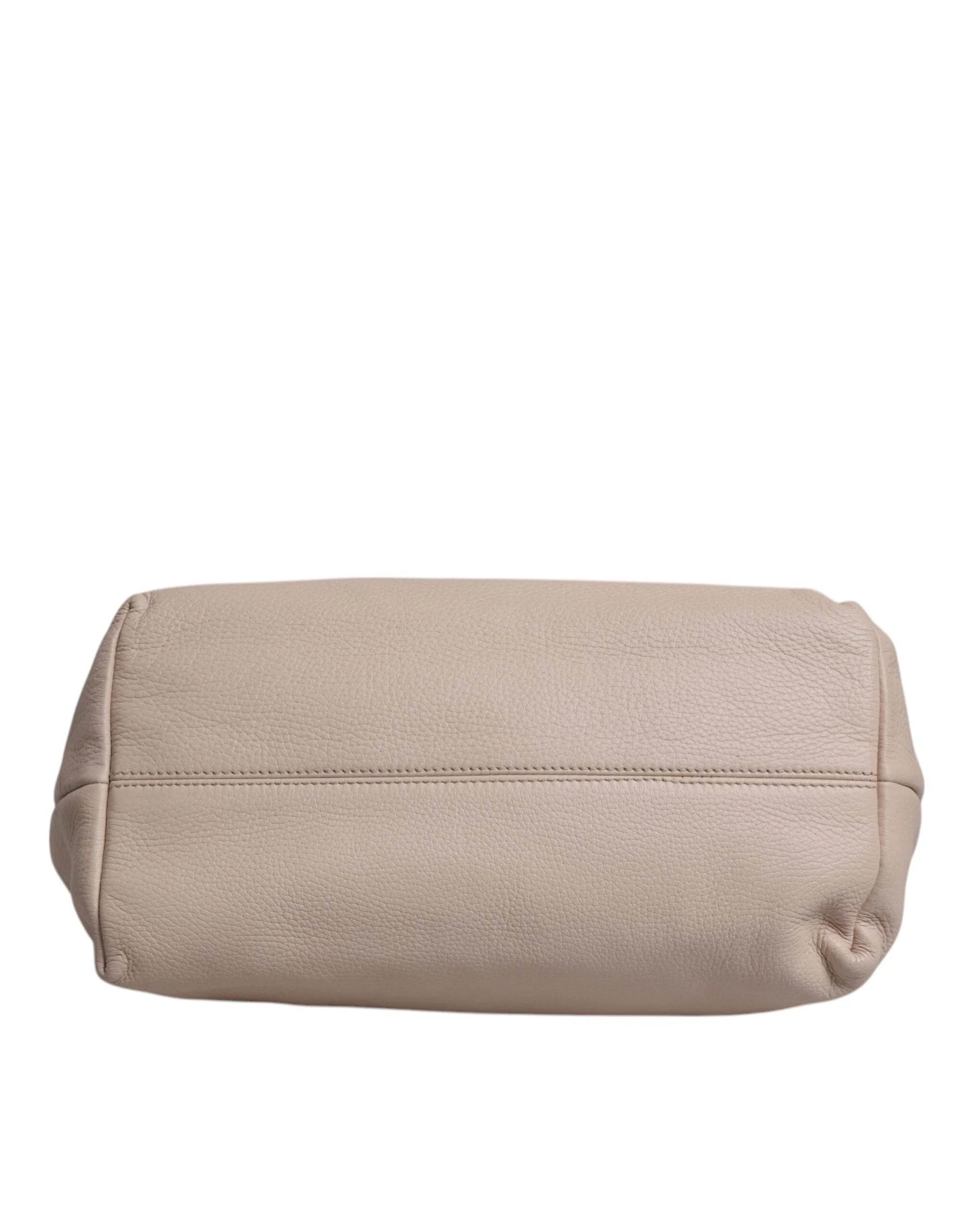 Dolce & Gabbana Light Pink Deer Leather Logo Plaque Tote Top Handle Bag - Shopper Bags