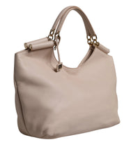 Dolce & Gabbana Light Pink Deer Leather Logo Plaque Tote Top Handle Bag - Shopper Bags