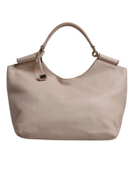 Dolce & Gabbana Light Pink Deer Leather Logo Plaque Tote Top Handle Bag - Shopper Bags