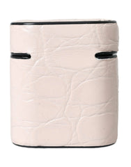 Dolce & Gabbana Light Pink Leather Metal Logo Plaque Airpods Case - Headphone Carrying Cases
