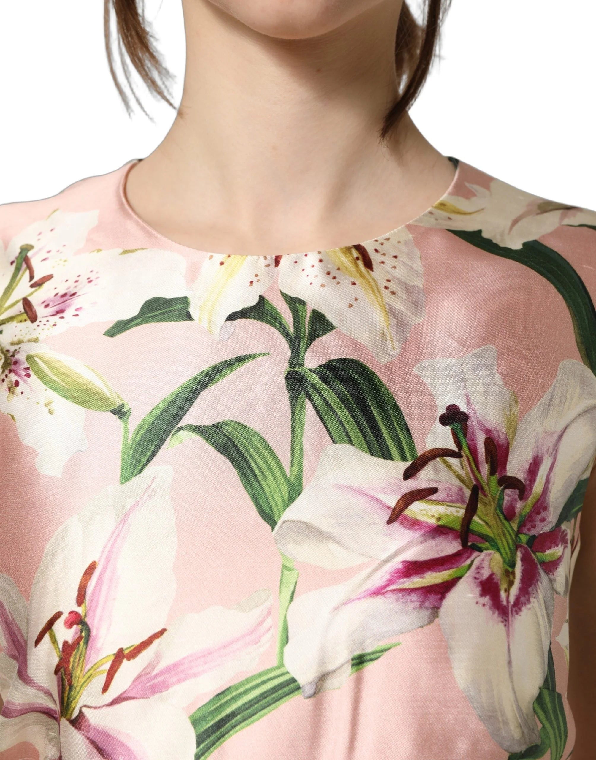Dolce & Gabbana Light Pink LilyPrint Sleeveless Sheath Dress - IT38 | XS