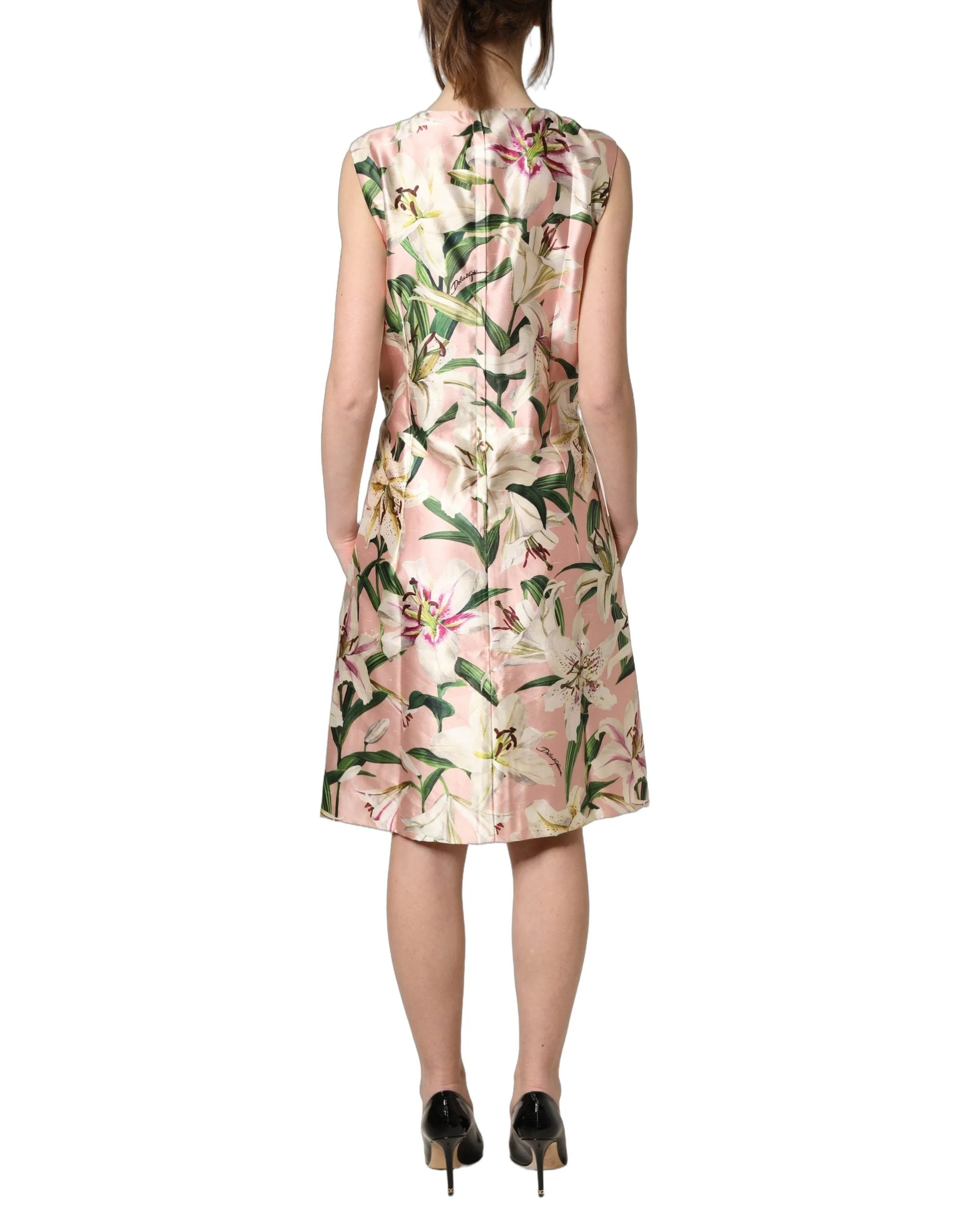 Dolce & Gabbana Light Pink LilyPrint Sleeveless Sheath Dress - IT38 | XS