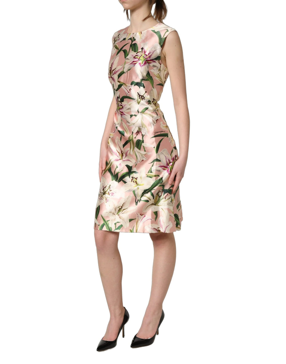Dolce & Gabbana Light Pink LilyPrint Sleeveless Sheath Dress - IT38 | XS