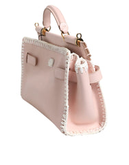 Dolce & Gabbana Light Pink Logo Plaque Soft Leather Strap Crossbody Bag - Cross Body Bags