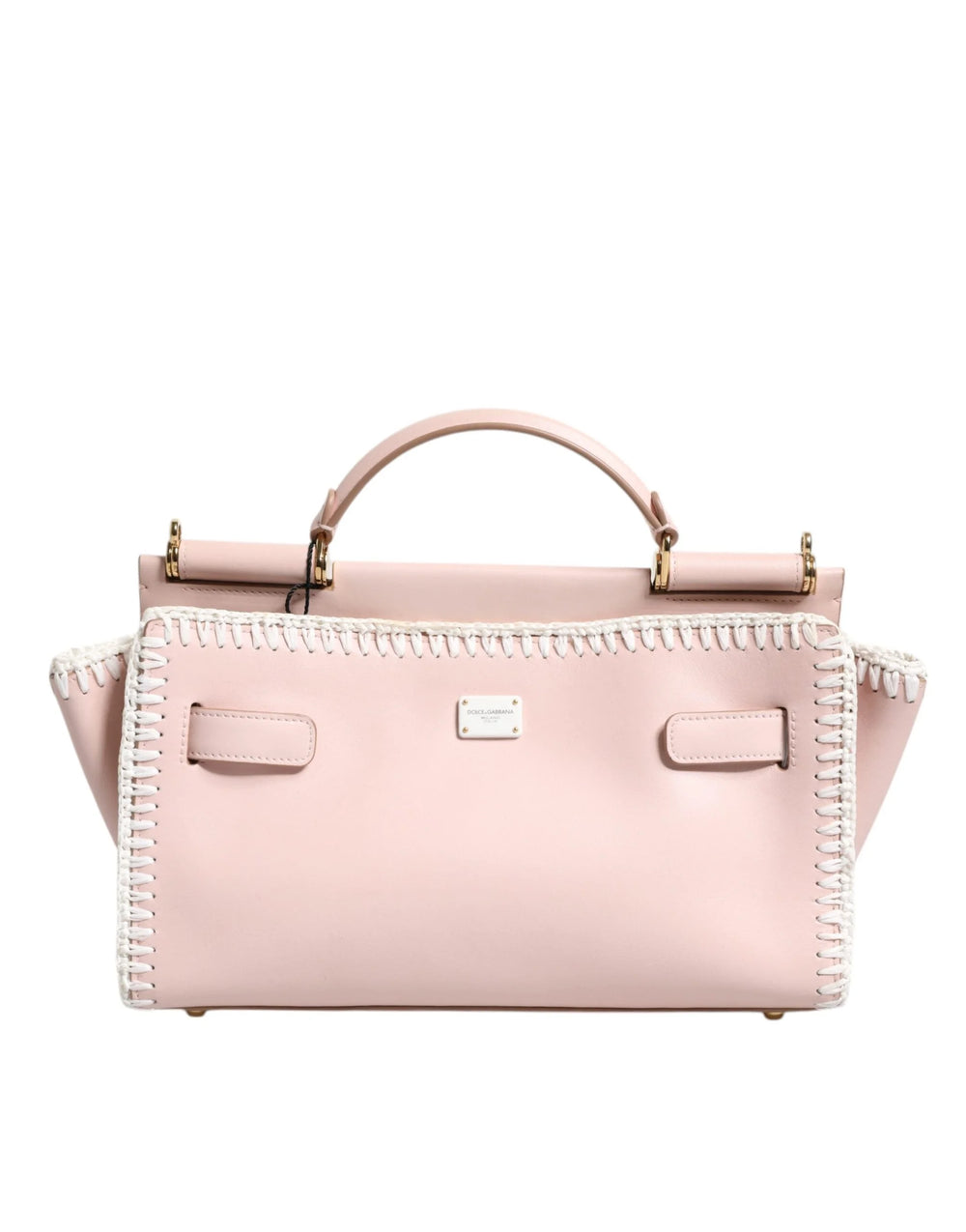 Dolce & Gabbana Light Pink Logo Plaque Soft Leather Strap Crossbody Bag - Cross Body Bags