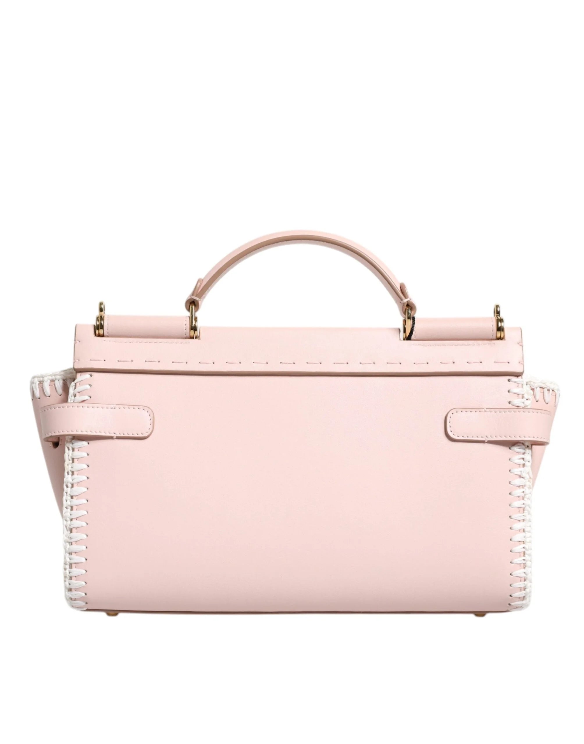 Dolce & Gabbana Light Pink Logo Plaque Soft Leather Strap Crossbody Bag - Cross Body Bags