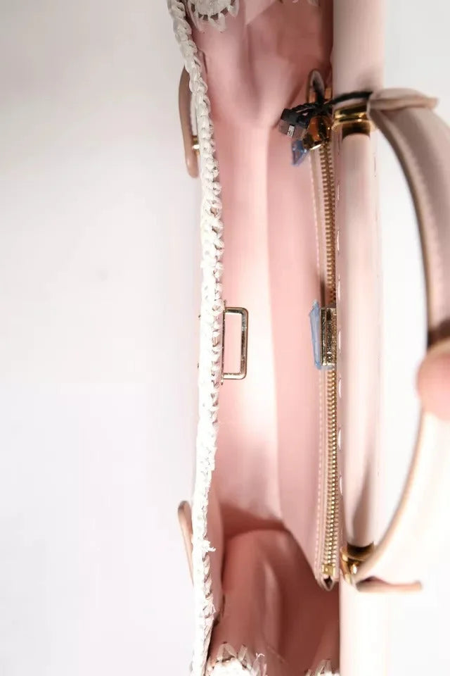 Dolce & Gabbana Light Pink Logo Plaque Soft Leather Strap Crossbody Bag - Cross Body Bags