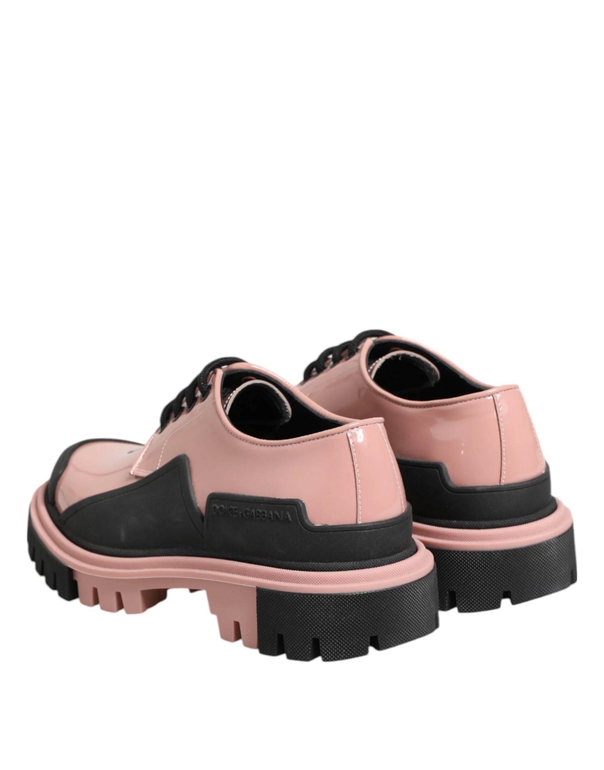 Dolce & Gabbana Light Powder Pink Black Leather Lace-Up Shoes - EU36.5/US6