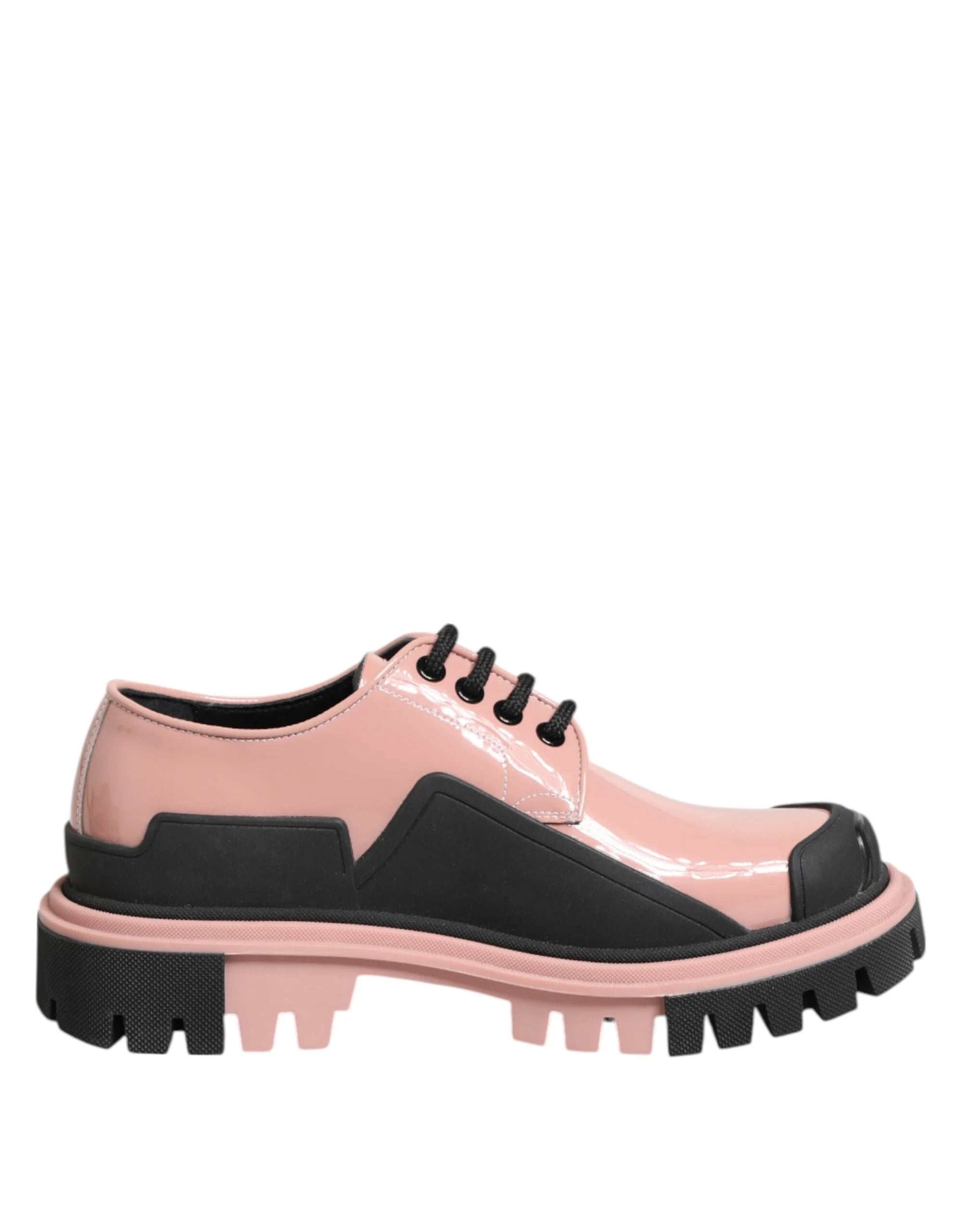 Dolce & Gabbana Light Powder Pink Black Leather Lace-Up Shoes - EU36.5/US6 - Sneakers