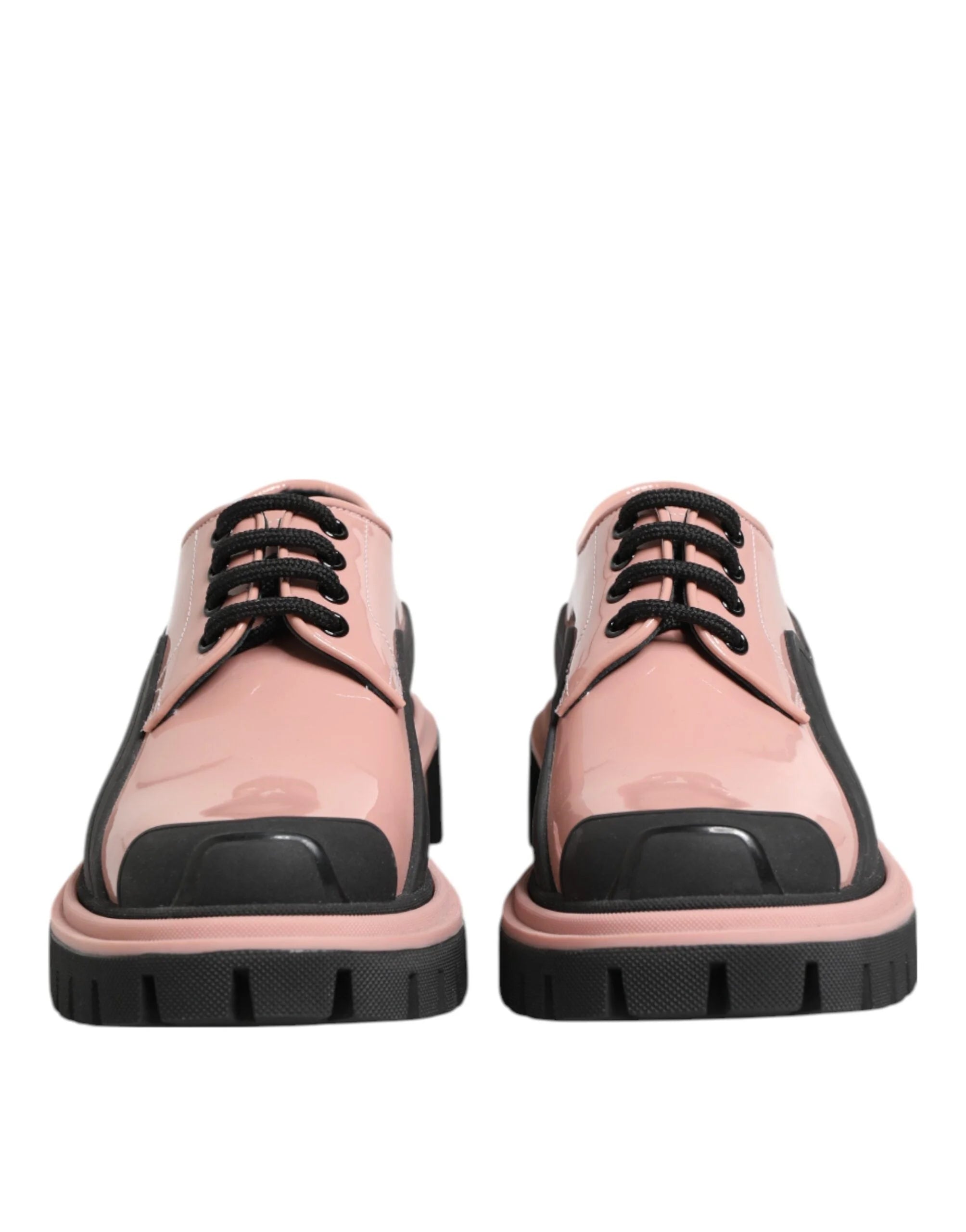 Dolce & Gabbana Light Powder Pink Black Leather Lace-Up Shoes - EU36.5/US6 - Sneakers