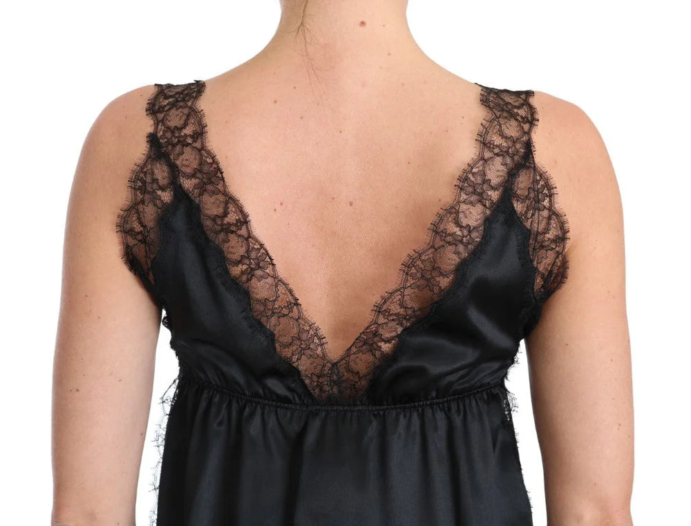 Dolce & Gabbana Lingerie Cami Black Lace Silk Stretch - Camisoles