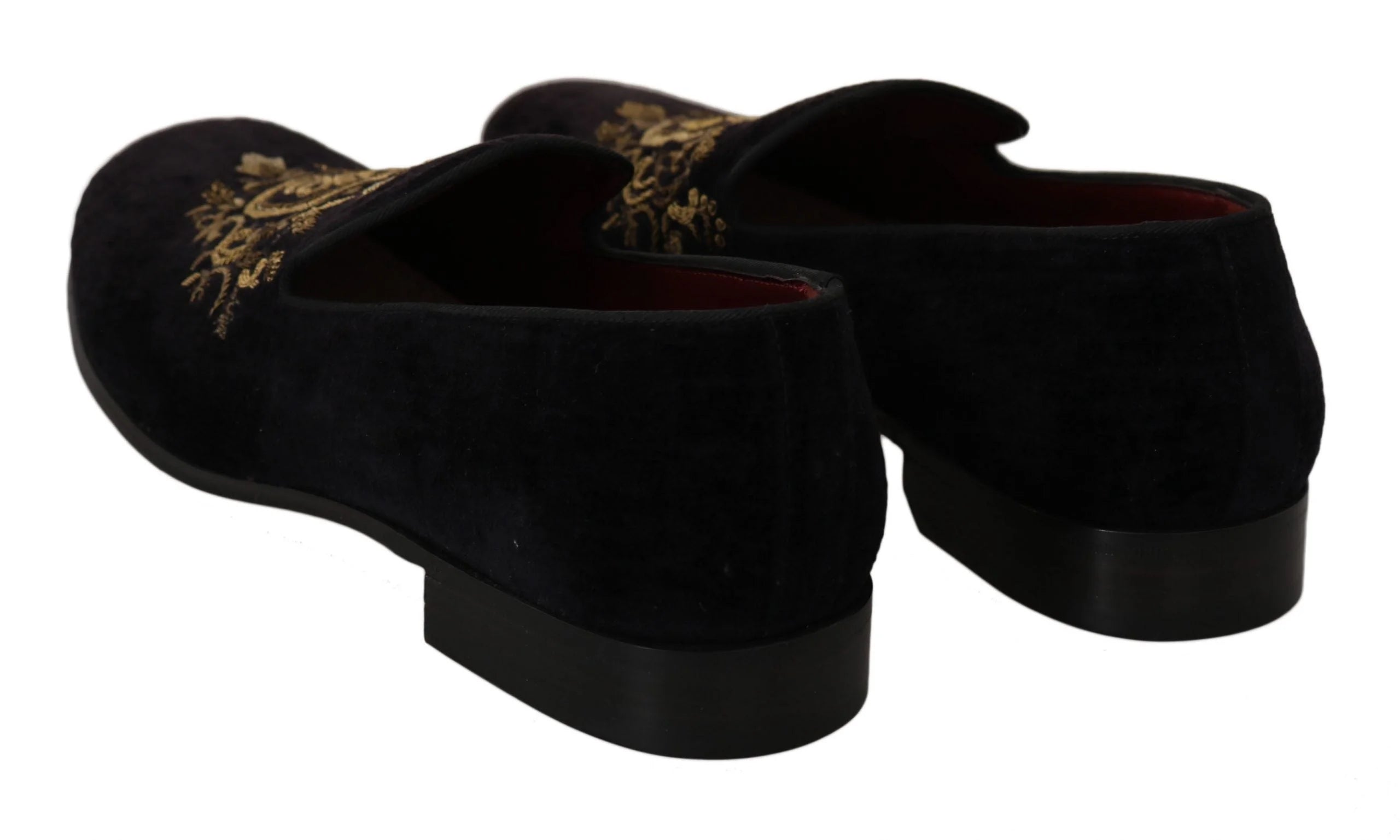 Dolce & Gabbana Loafers Black Velvet Gold Crown - EU39/US6 - Flats