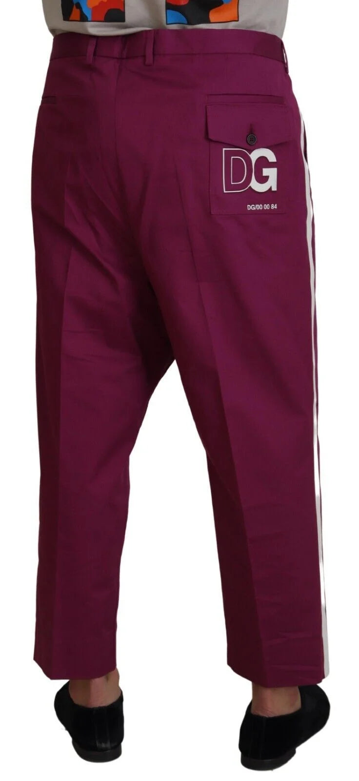 Dolce & Gabbana Magenta Cotton DG Logo Pocket Trouser Pants - IT60 | 3XL - Trousers