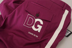 Dolce & Gabbana Magenta Cotton DG Logo Pocket Trouser Pants - IT60 | 3XL - Trousers