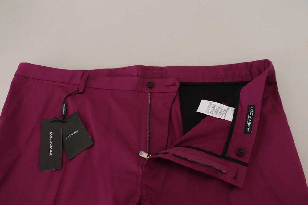Dolce & Gabbana Magenta Cotton DG Logo Pocket Trouser Pants - IT60 | 3XL - Trousers