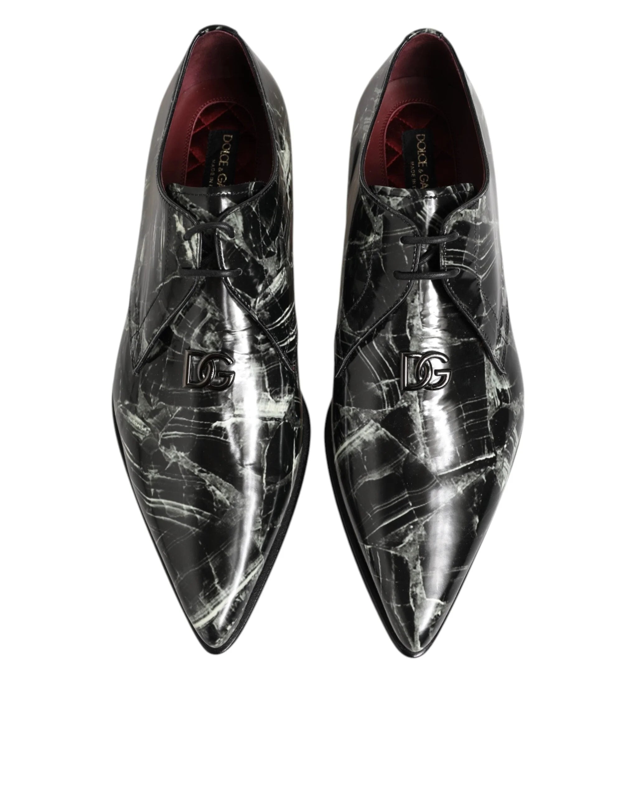 Dolce & Gabbana Marbled Pattern Dress Lace Up Derby Shoes - EU44/US11 - Flats