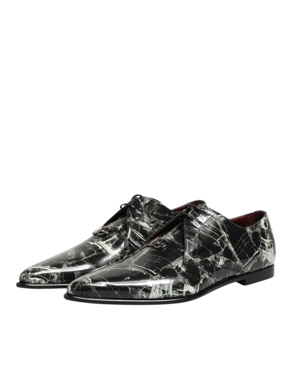 Dolce & Gabbana Marbled Pattern Dress Lace Up Derby Shoes - EU44/US11 - Flats