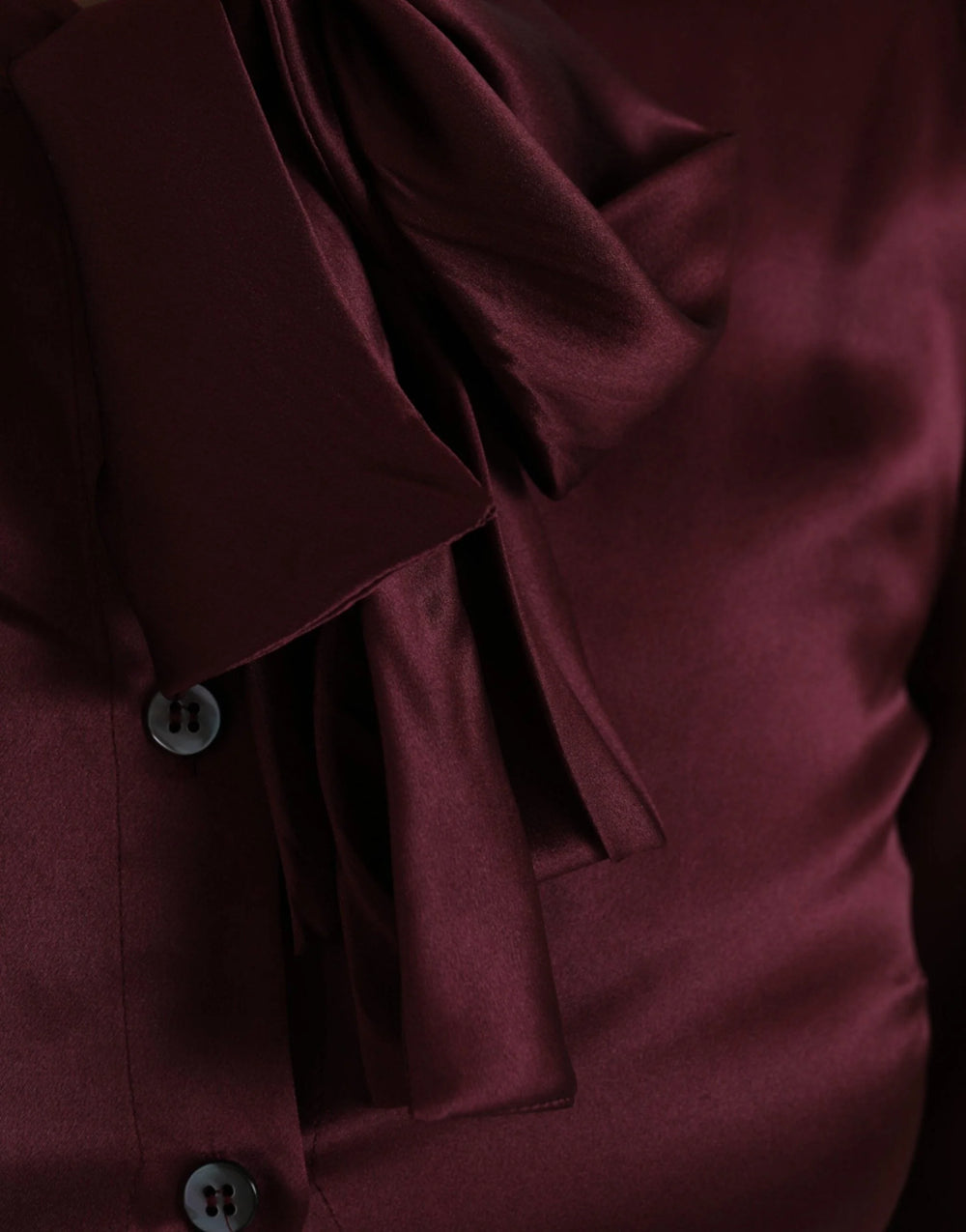Dolce & Gabbana Maroon Ascot Collar Long Sleeve Top Blouse - IT36 | XS - Blouses