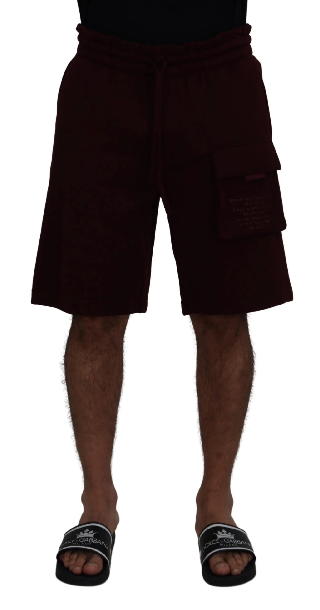 Dolce & Gabbana Maroon Bermuda Cargo Men Shorts - IT50 | L - Cargo Shorts