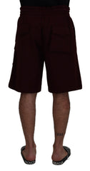 Dolce & Gabbana Maroon Bermuda Cargo Men Shorts - IT50 | L - Cargo Shorts