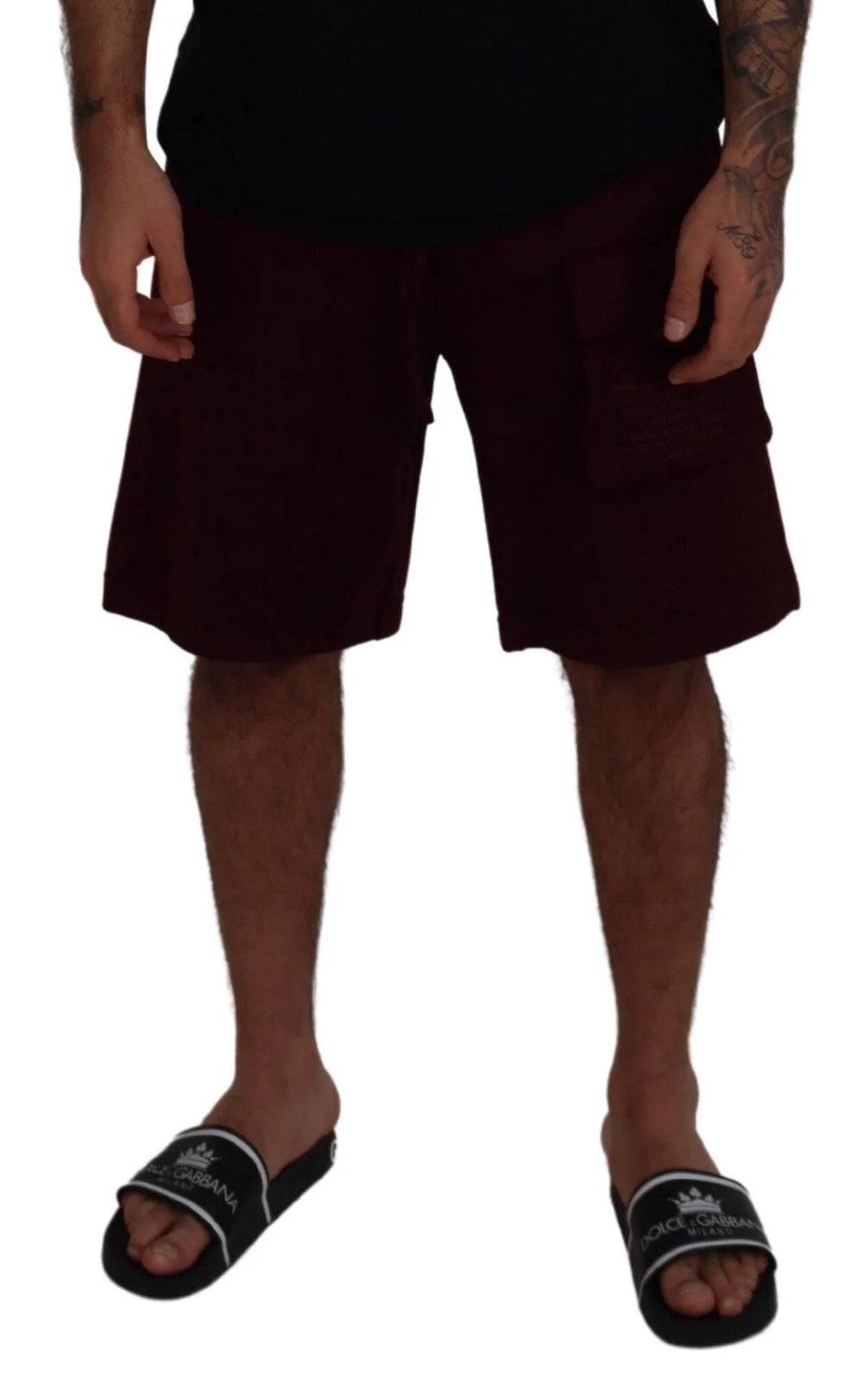 Dolce & Gabbana Maroon Bermuda Cargo Men Shorts - IT50 | L - Cargo Shorts