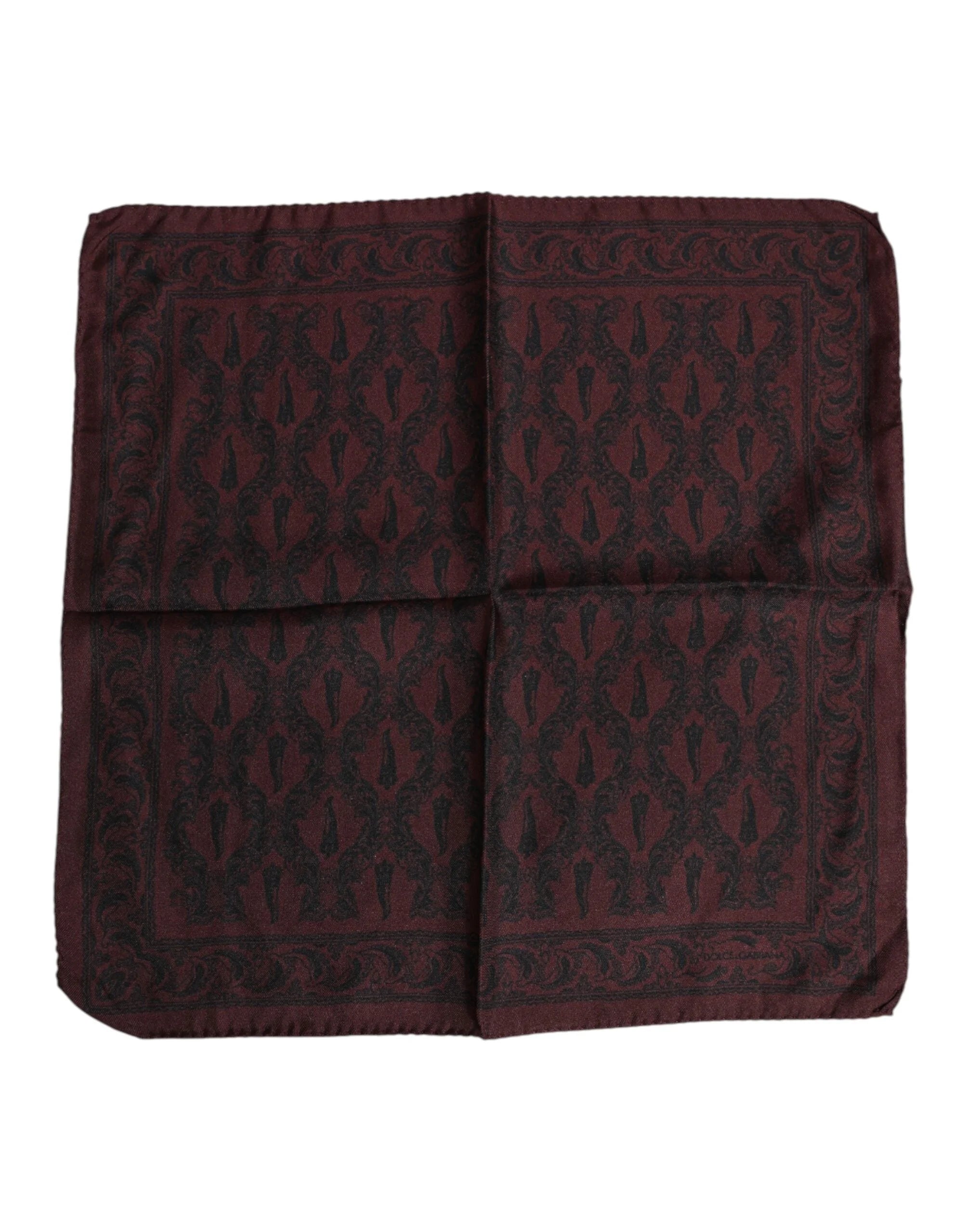 Dolce & Gabbana Maroon Black Printed Square Men Foulard Scarf - Scarves & Shawls