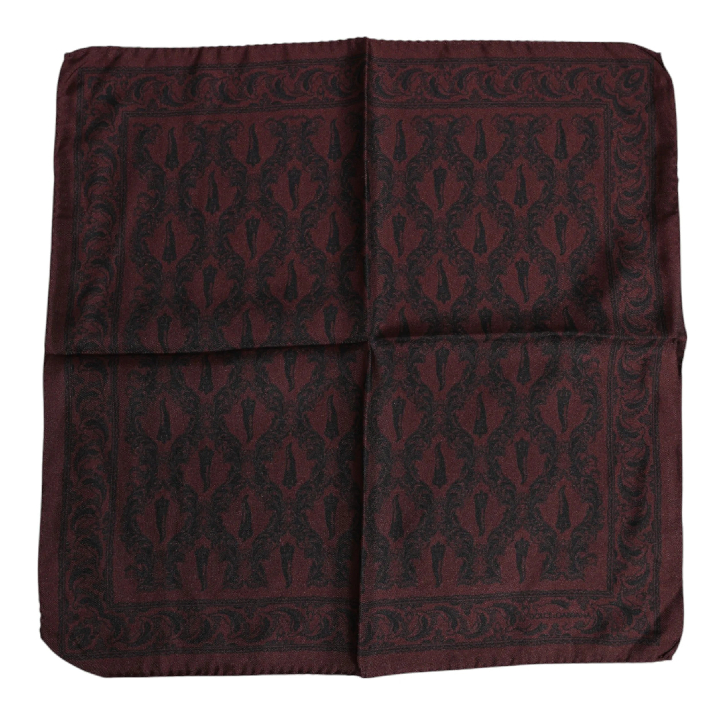 Dolce & Gabbana Maroon Black Printed Square Men Foulard Scarf - Scarves & Shawls