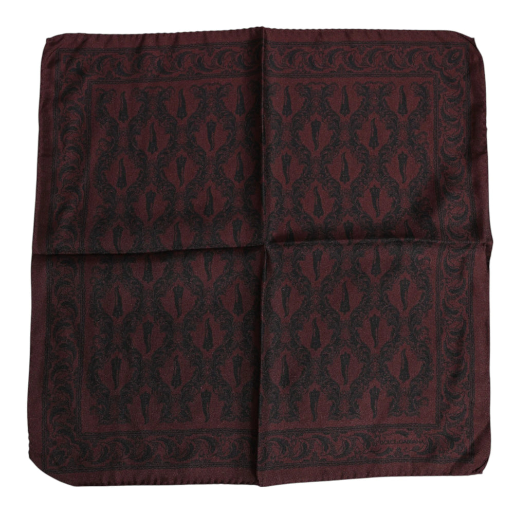 Dolce & Gabbana Maroon Black Printed Square Men Foulard Scarf - Scarves & Shawls