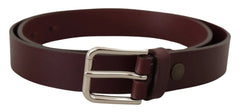 Dolce & Gabbana Maroon Calf Leather Silver Tone Metal Buckle Belt - 80 cm / 32 Inches - Belts