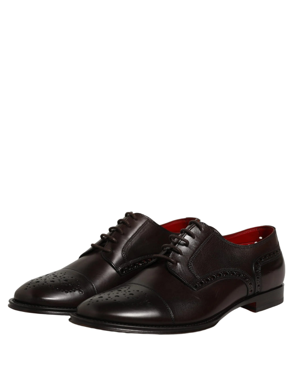 Dolce & Gabbana Maroon Calfskin Leather Derby Men Dress Shoes - EU43/US10