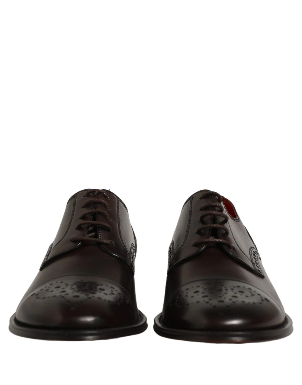 Dolce & Gabbana Maroon Calfskin Leather Derby Men Dress Shoes - EU43/US10