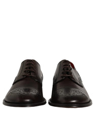 Dolce & Gabbana Maroon Calfskin Leather Derby Men Dress Shoes - EU43/US10