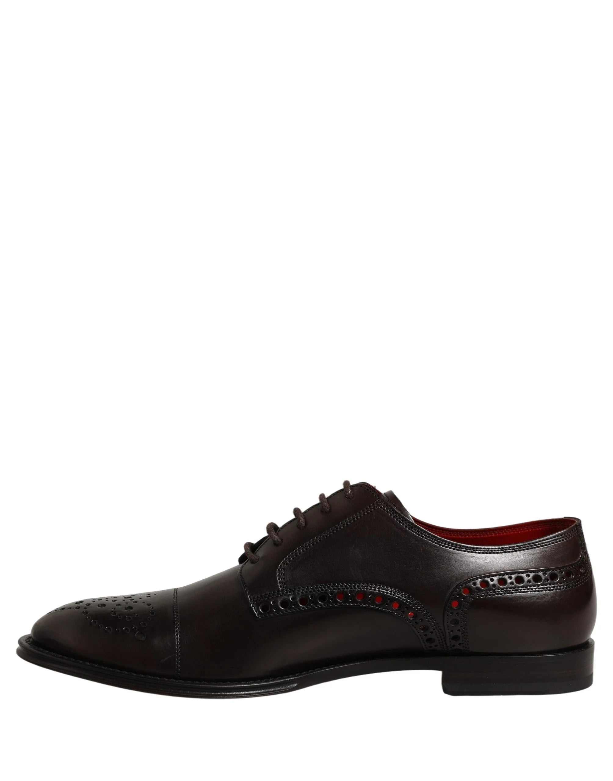 Dolce & Gabbana Maroon Calfskin Leather Derby Men Dress Shoes - EU43/US10