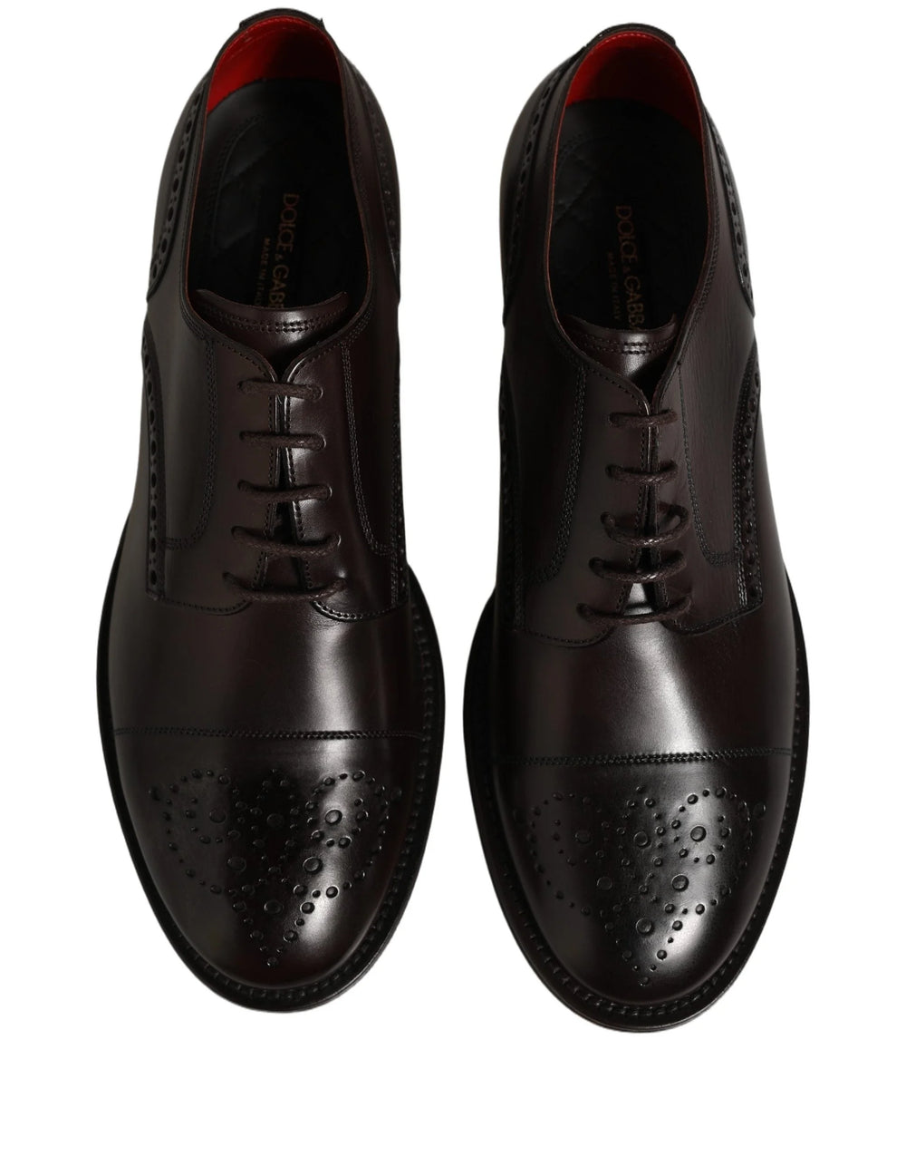 Dolce & Gabbana Maroon Calfskin Leather Derby Men Dress Shoes - EU43/US10