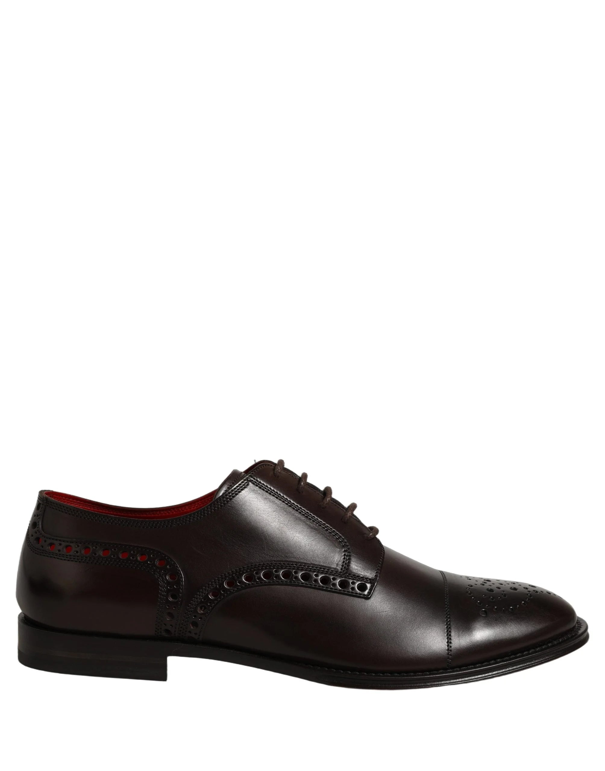 Dolce & Gabbana Maroon Calfskin Leather Derby Men Dress Shoes - EU43/US10