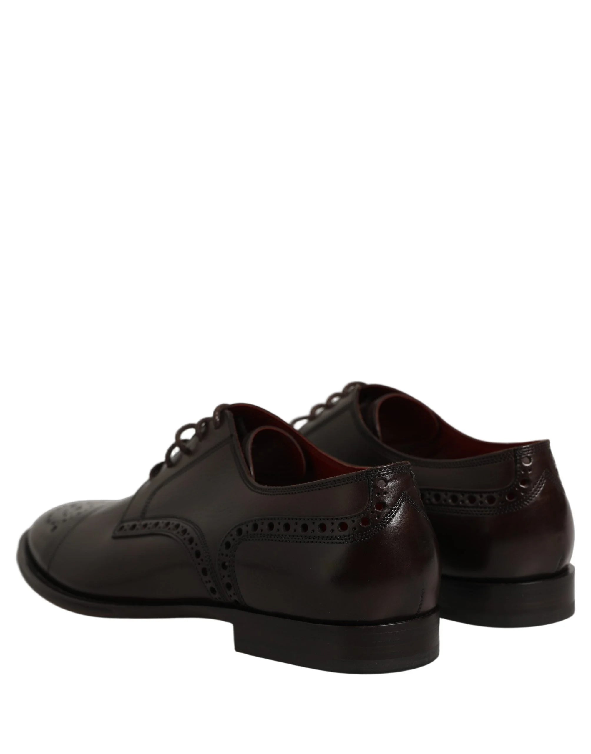 Dolce & Gabbana Maroon Calfskin Leather Derby Men Dress Shoes - EU43/US10