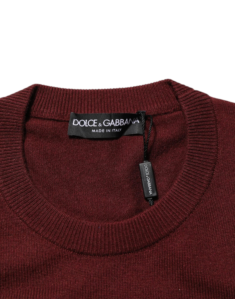 Dolce & Gabbana Maroon Cashmere Crew Neck Pullover Sweater - IT54 | XL - Sweaters