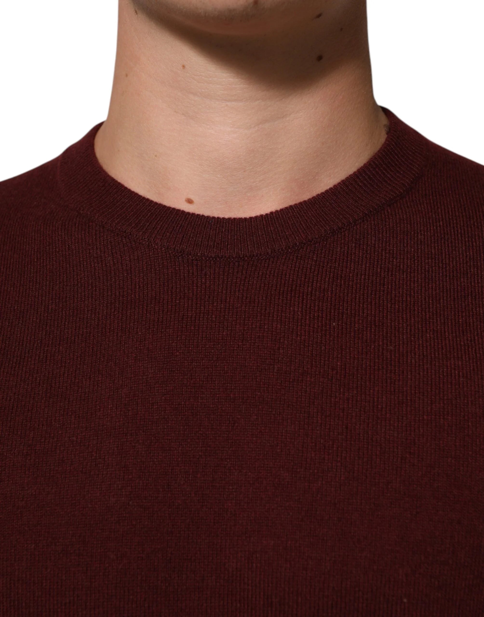 Dolce & Gabbana Maroon Cashmere Crew Neck Pullover Sweater - IT54 | XL - Sweaters