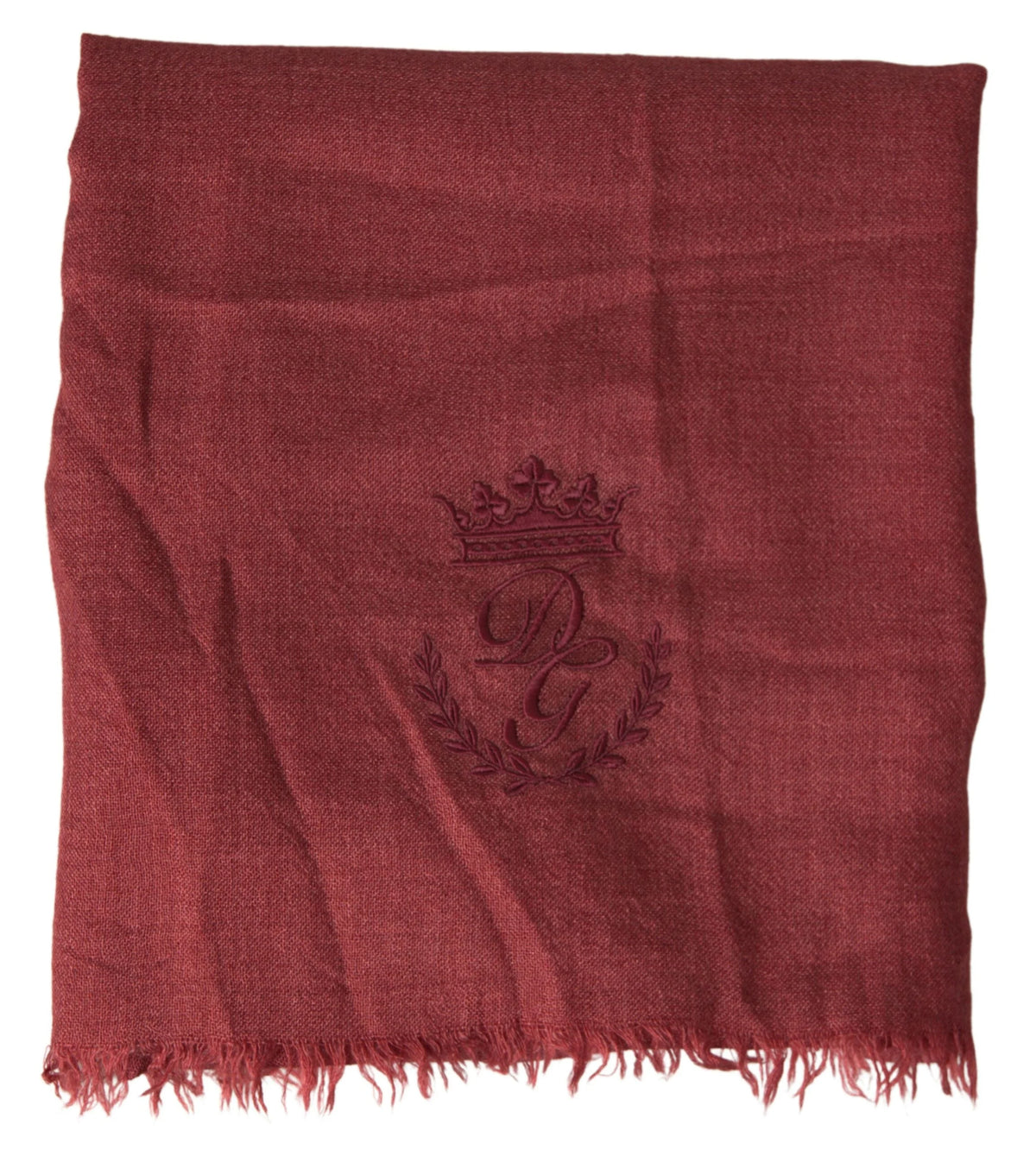Dolce & Gabbana Maroon Cashmere Knit Wrap Shawl Fringe Scarf - Scarves & Shawls