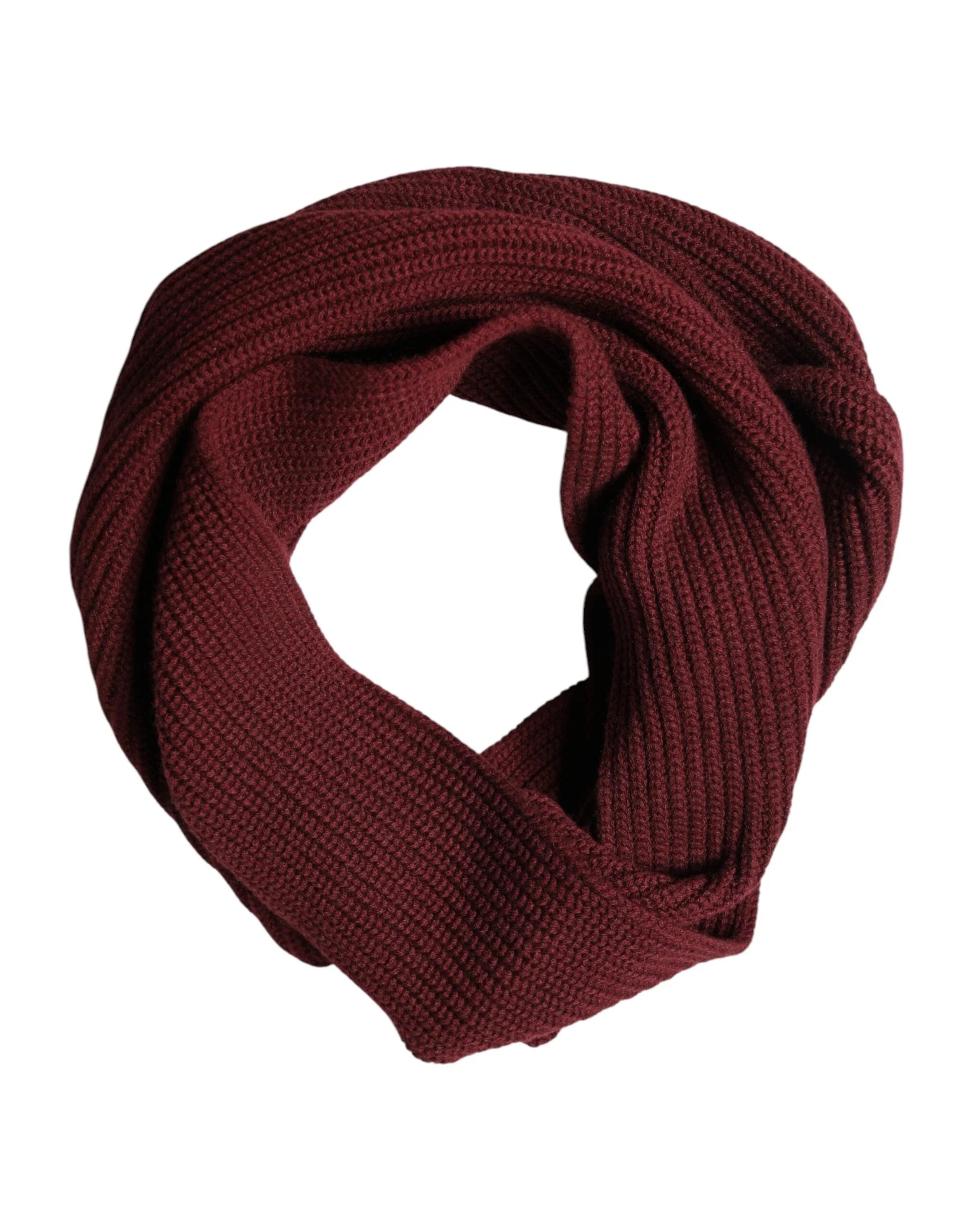 Dolce & Gabbana Maroon Cashmere Knitted NeckWrap Shawl Scarf - Scarves & Shawls