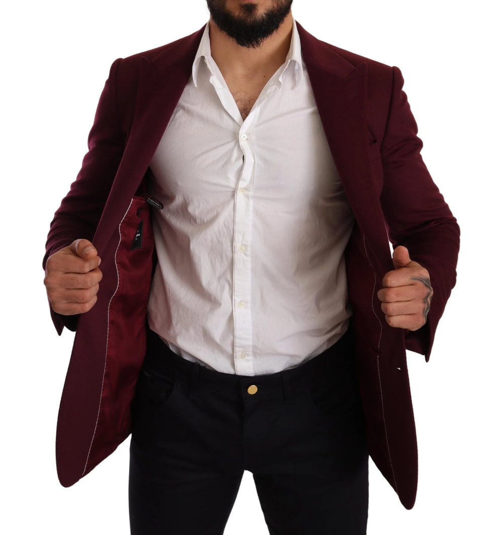 Dolce & Gabbana Maroon Cashmere Slim Fit Coat Jacket Blazer - IT48 | M - Sport Jackets