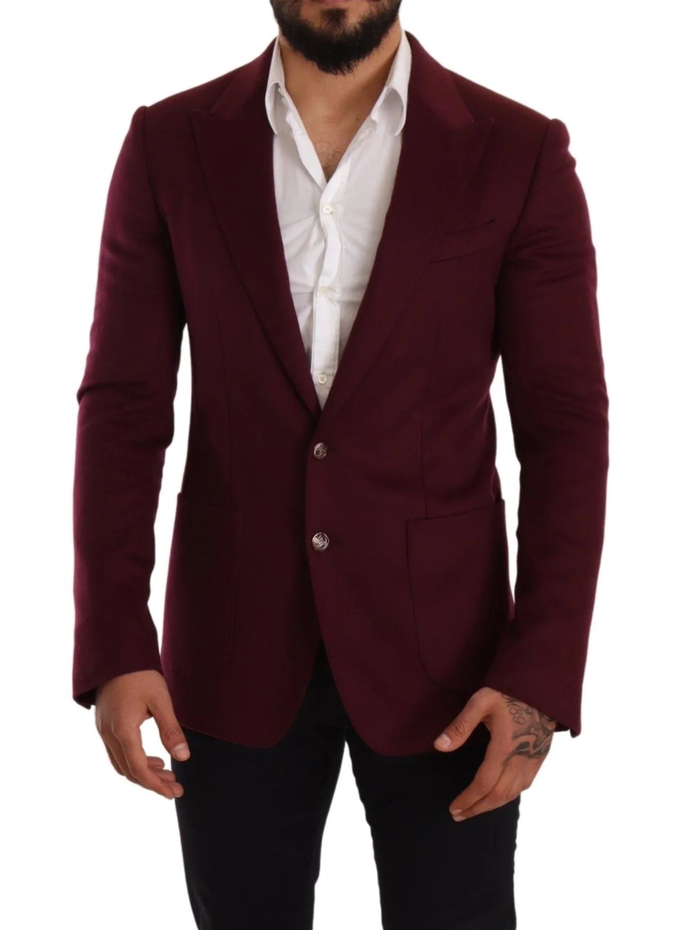 Dolce & Gabbana Maroon Cashmere Slim Fit Coat Jacket Blazer - IT48 | M - Sport Jackets