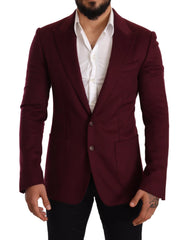Dolce & Gabbana Maroon Cashmere Slim Fit Coat Jacket Blazer - IT48 | M - Sport Jackets