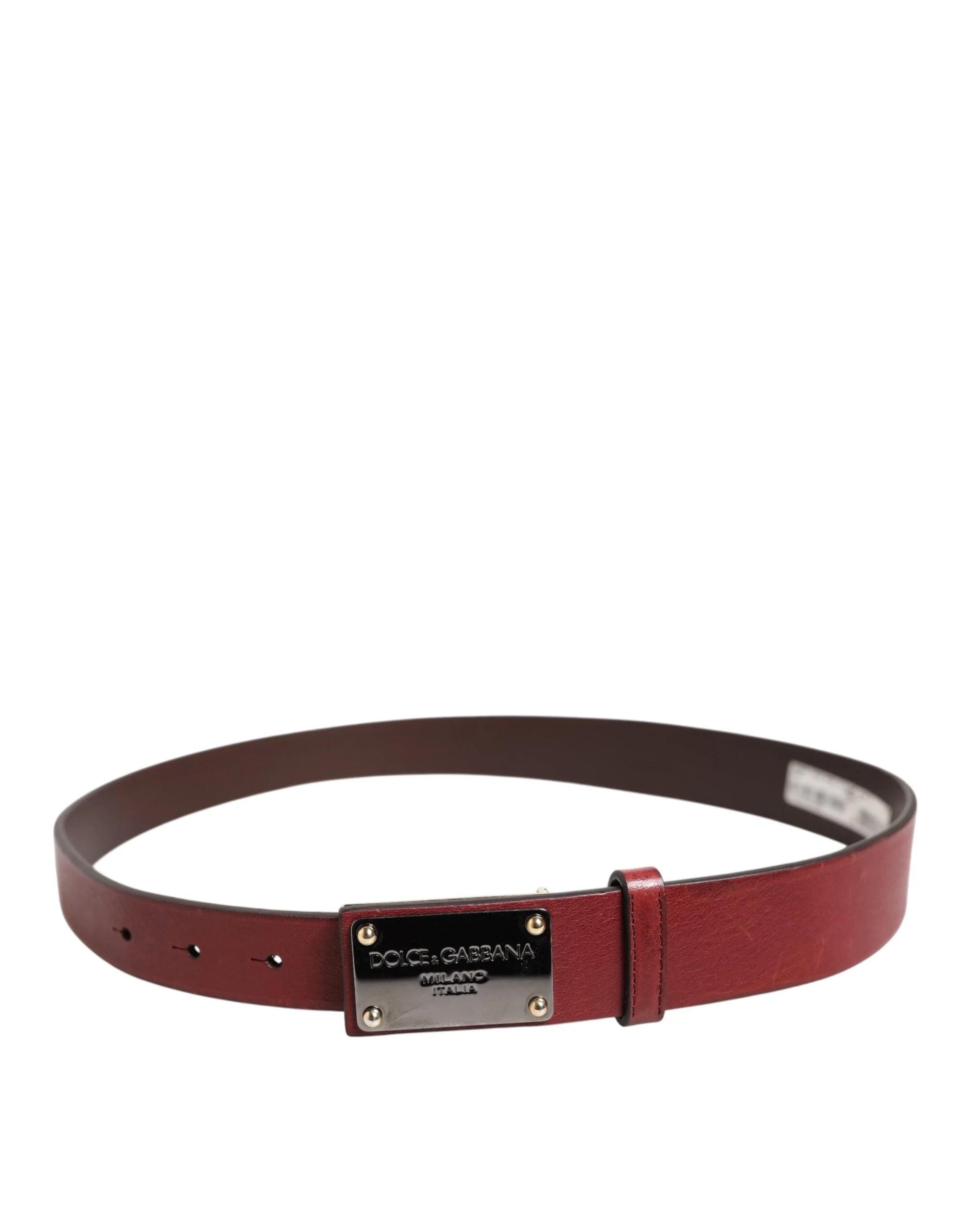 Dolce & Gabbana Maroon Classic Leather Metal Logo Buckle Belt - 90 cm / 36 Inches - Belts