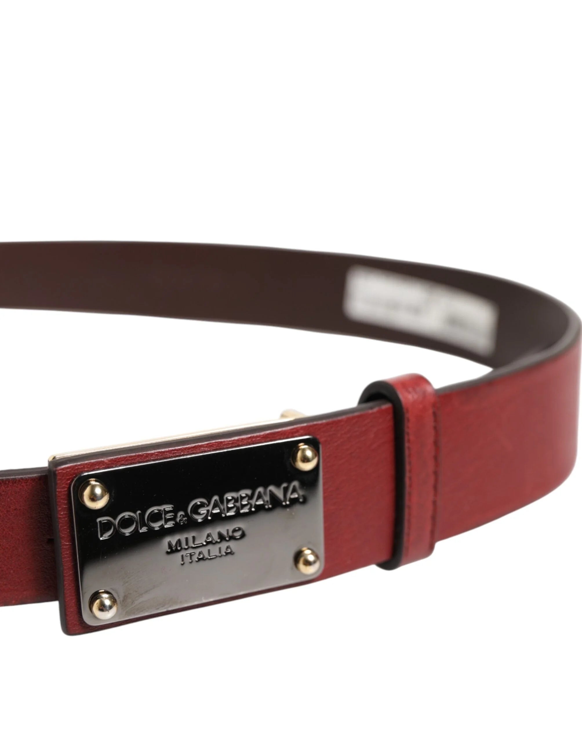 Dolce & Gabbana Maroon Classic Leather Metal Logo Buckle Belt - 90 cm / 36 Inches - Belts