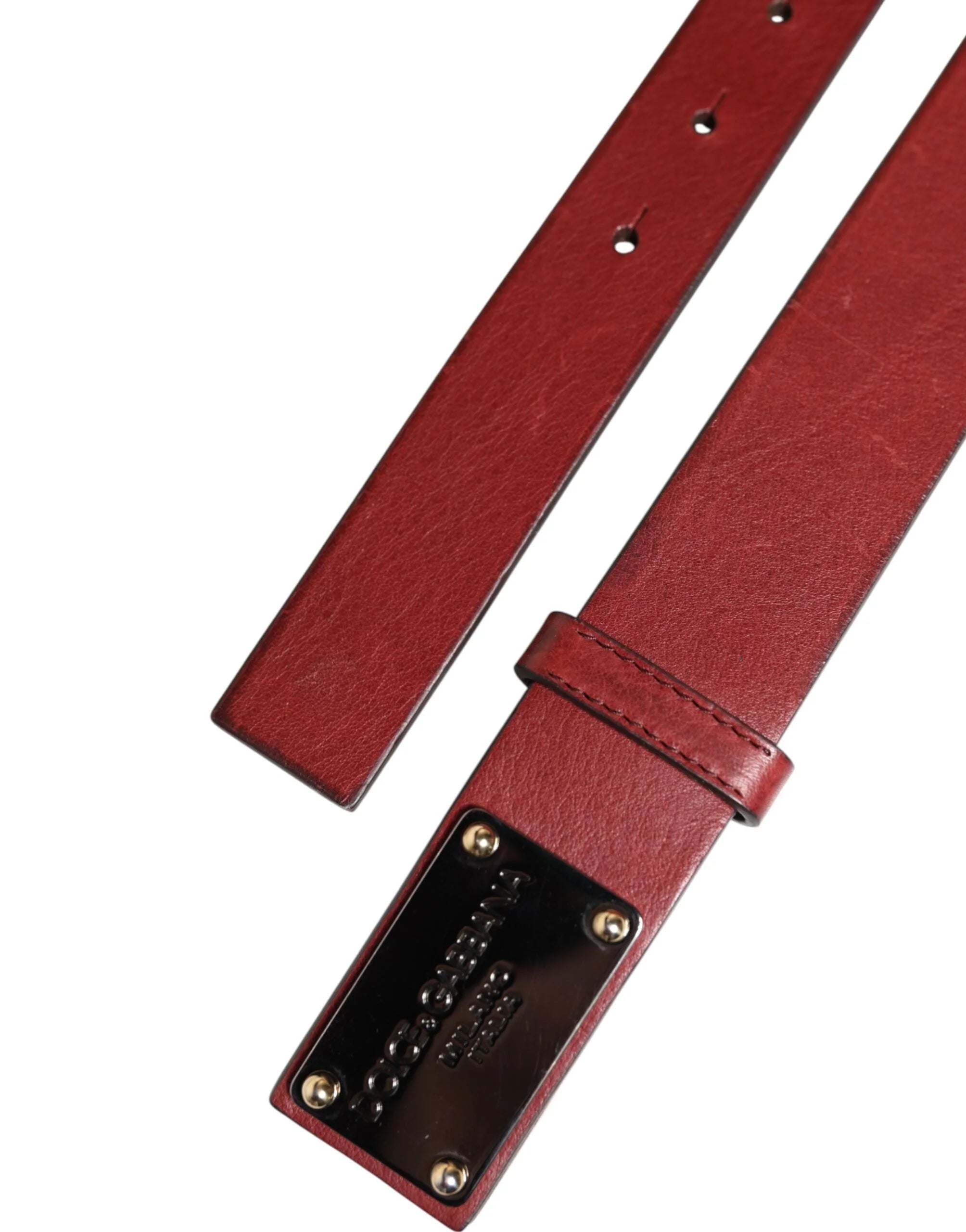 Dolce & Gabbana Maroon Classic Leather Metal Logo Buckle Belt - 90 cm / 36 Inches - Belts