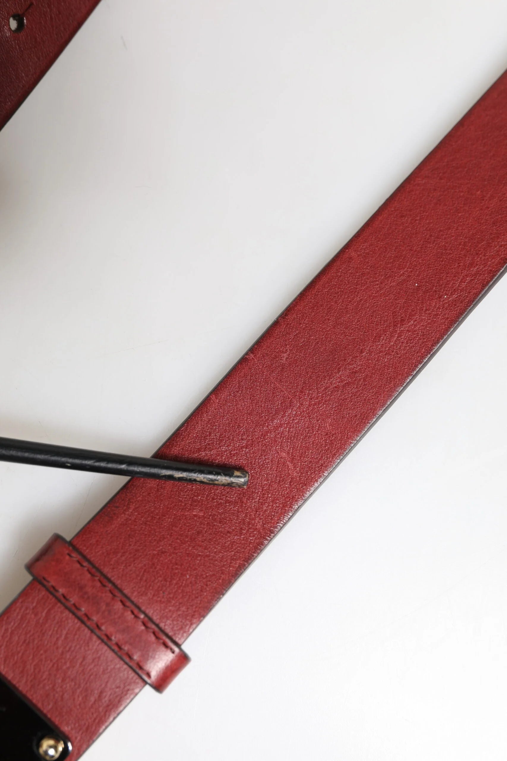 Dolce & Gabbana Maroon Classic Leather Metal Logo Buckle Belt - 90 cm / 36 Inches - Belts