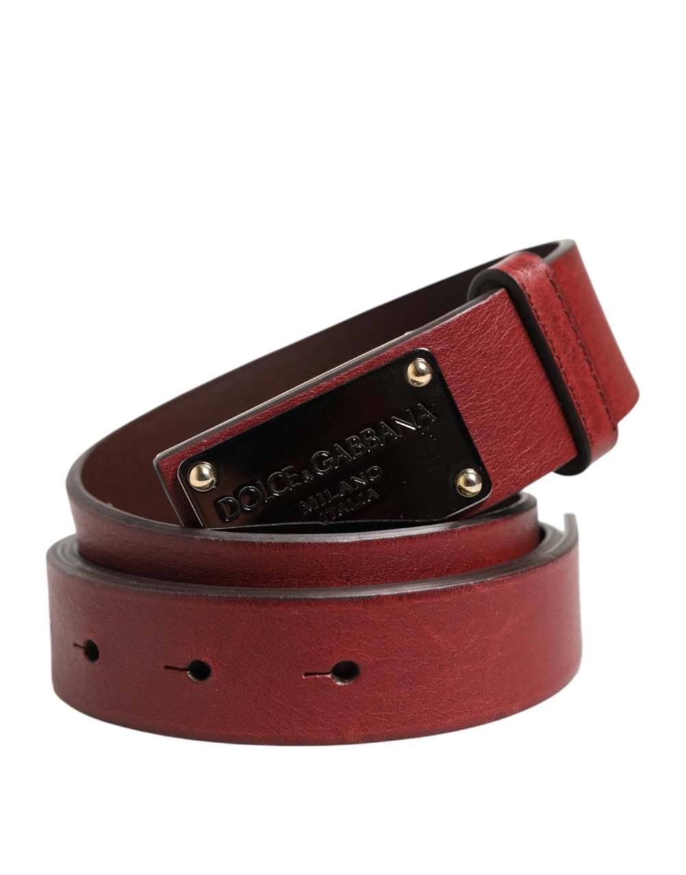 Dolce & Gabbana Maroon Classic Leather Metal Logo Buckle Belt - 90 cm / 36 Inches - Belts