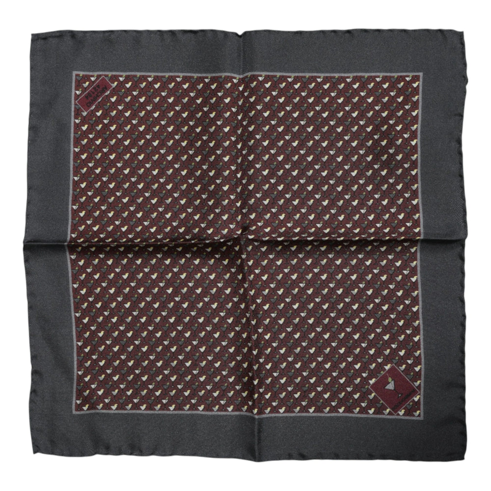 Dolce & Gabbana Maroon Cocktail Silk Square Foulard Scarf - Scarves & Shawls